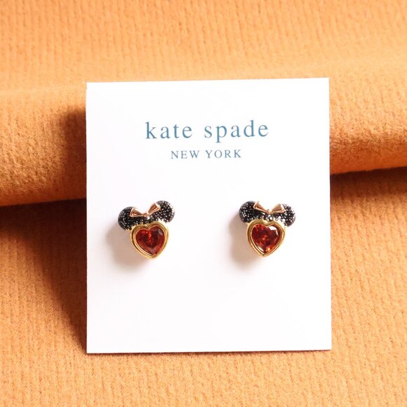 Kate Spade | Disney Minnie Mouse - Gold Red Earrings - Picture 1 of 2